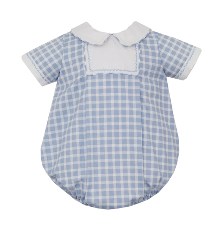 Blue Check Romper by Claire & Charlie