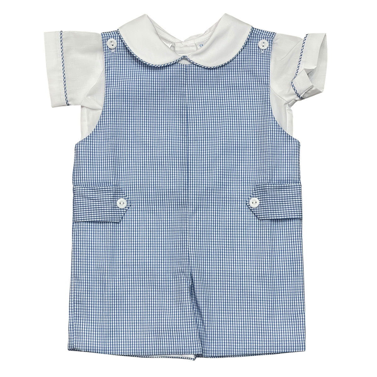 Blue Check Shortall with Shirt by LuLu BeBe