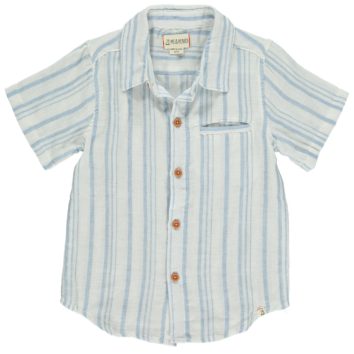 Me & Henry Newport Blue/Cream Stripe Woven Shirt