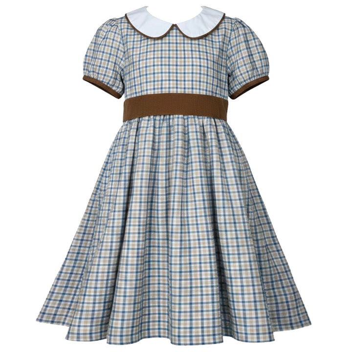 Blue / Khaki Plaid Dress by Ishtex