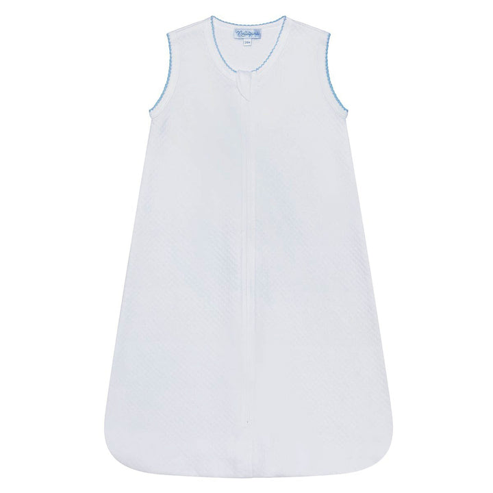 Blue Picot Trim Milano Quilted Baby Sack by Nellapima