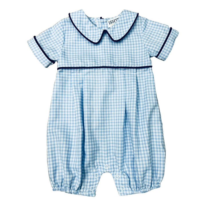 Blue Plaid Romper by Ishtex
