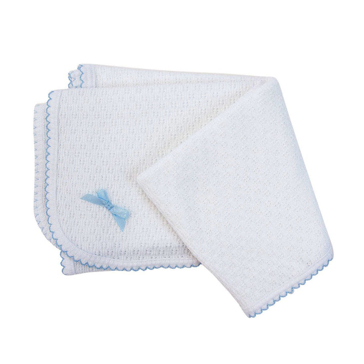 Blue Trimmed Receiving Blanket w/ Bow by Paty