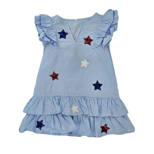Patriotic Sequin Stars Dress by ML Kids