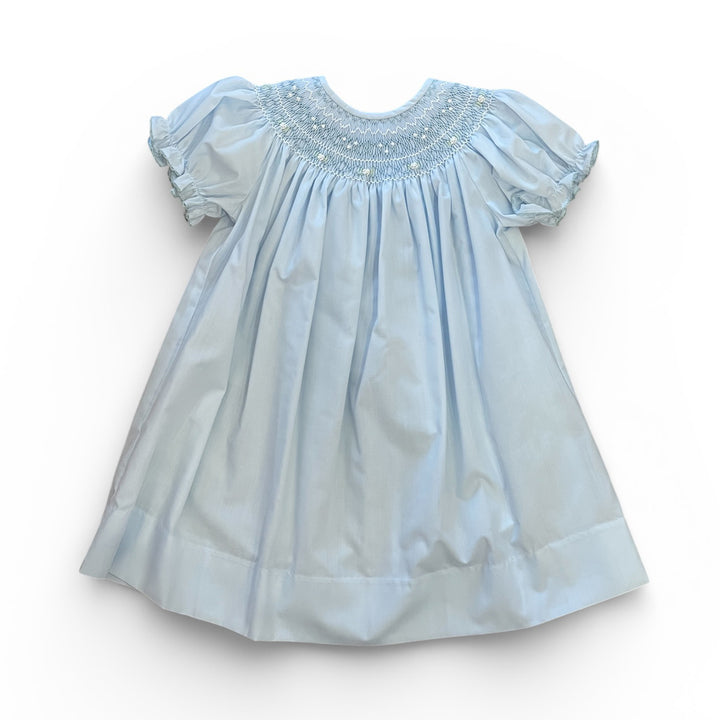 Blue Smocked Bishop Dress by LuLu BeBe