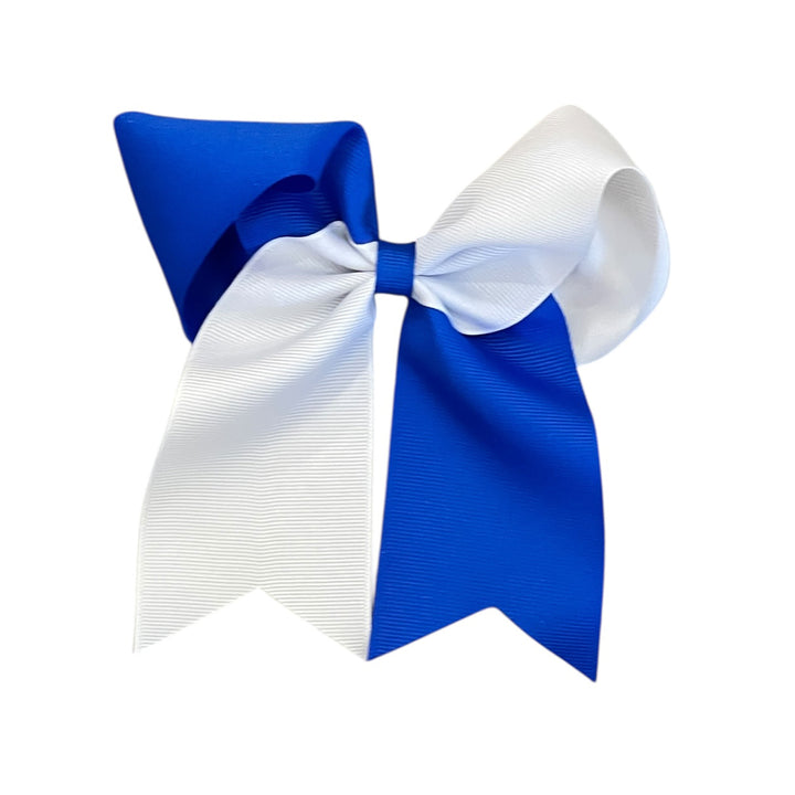 Blue / White 2-Tail King Cheer Bow by Wee Ones