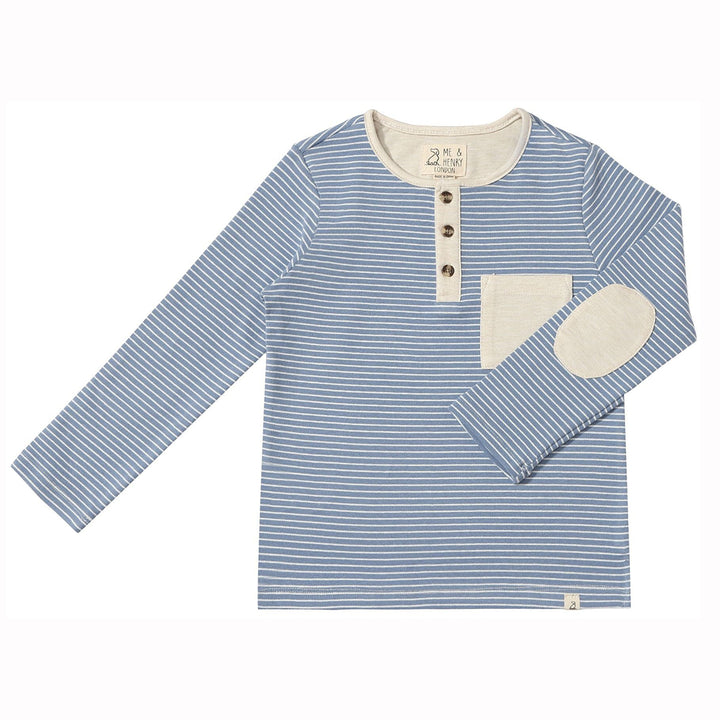 Blue / White Stripe Henley Shirt by Me & Henry