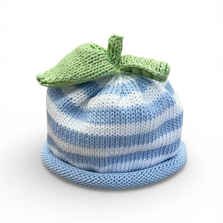 Margareta Horn Hat - Blue / White Stripe with Blue Roll