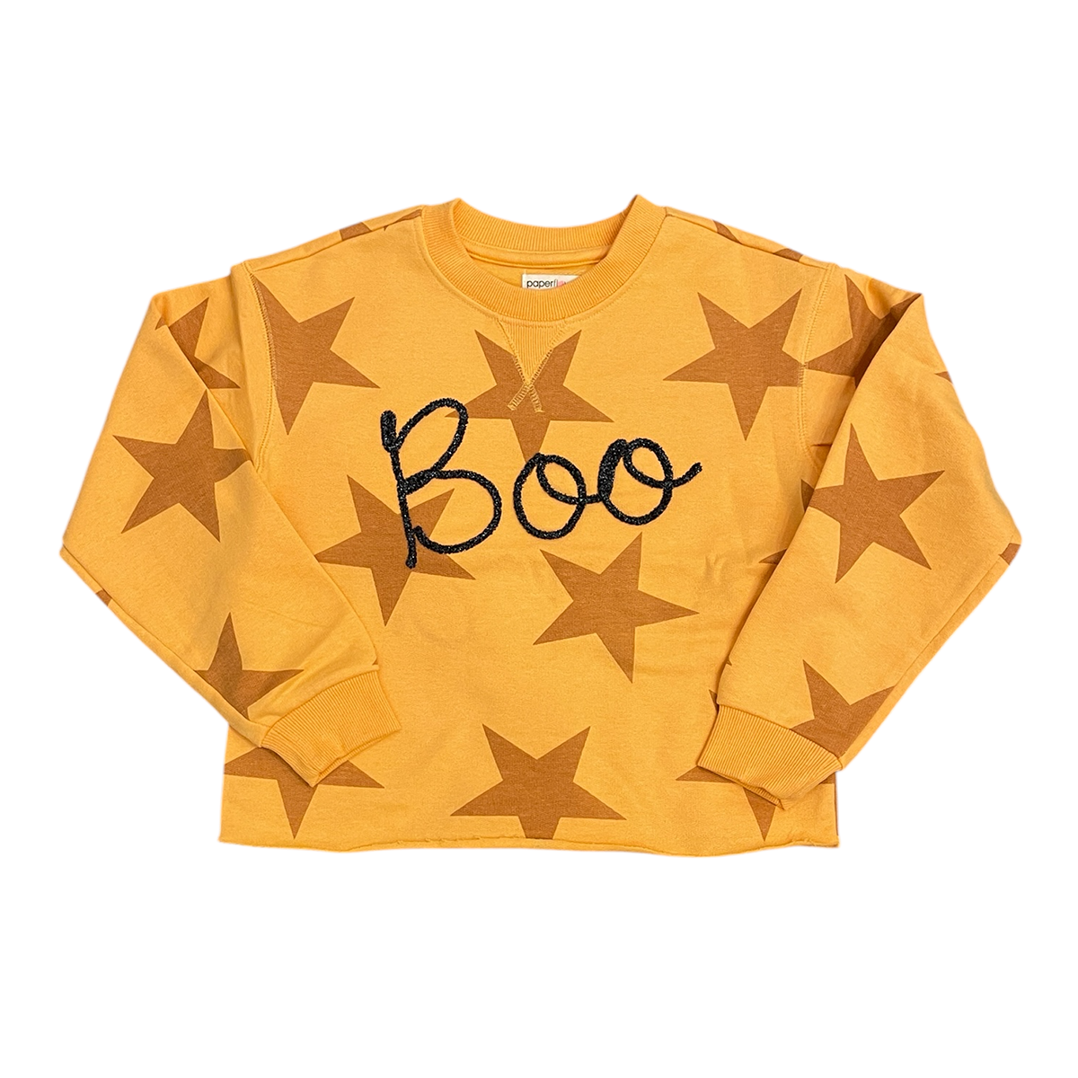Boo! Halloween Tinsel Sweatshirt by Paper Flower