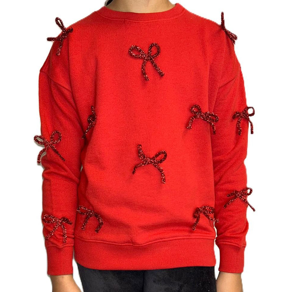 Red Bows Applique Sweatshirt by Paper Flower