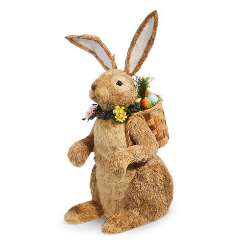 Raz 24" Decor Bunny with Basket of Carrots and Easter Eggs