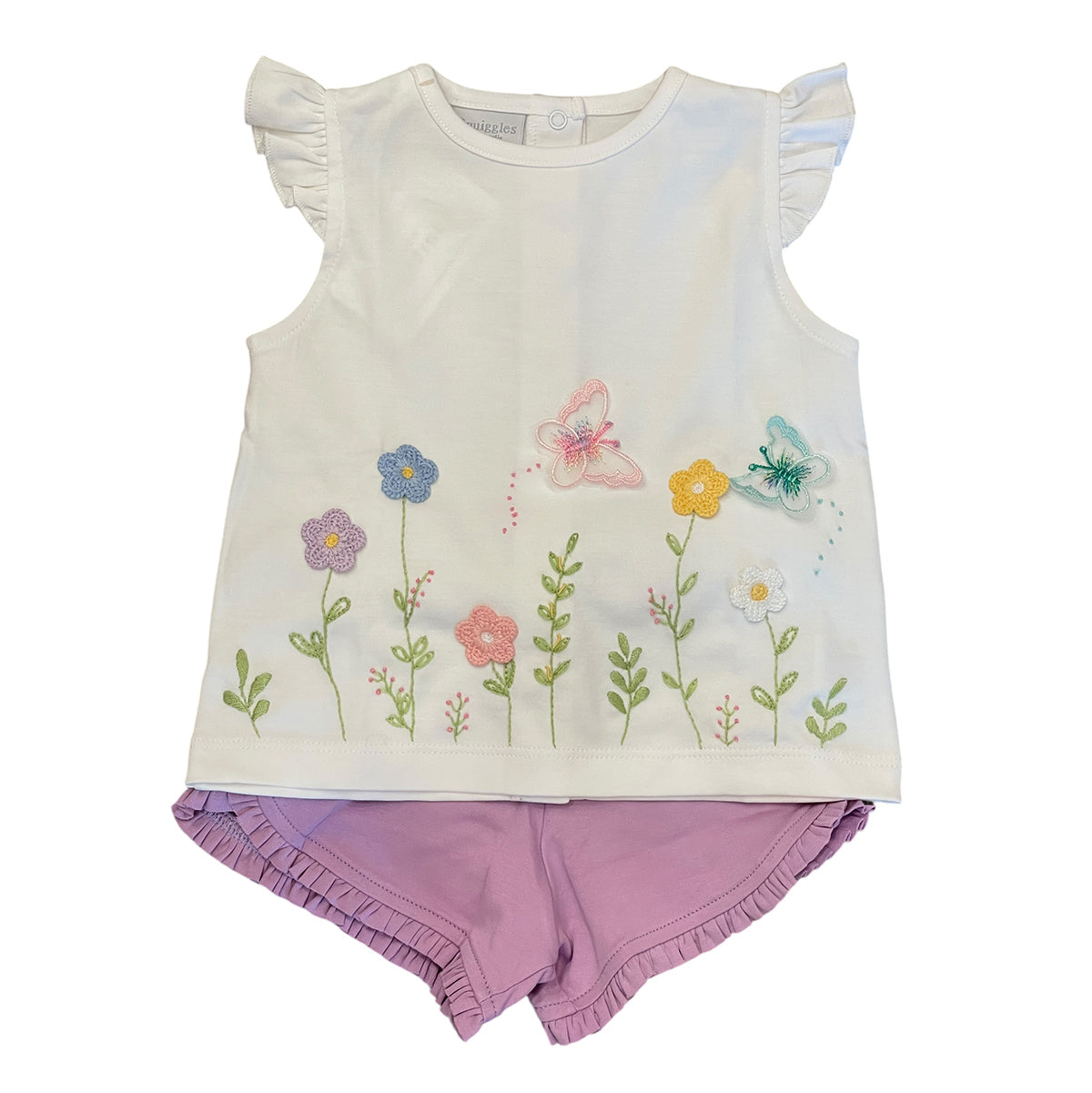 Butterfly Garden Applique Short Set by Squiggles