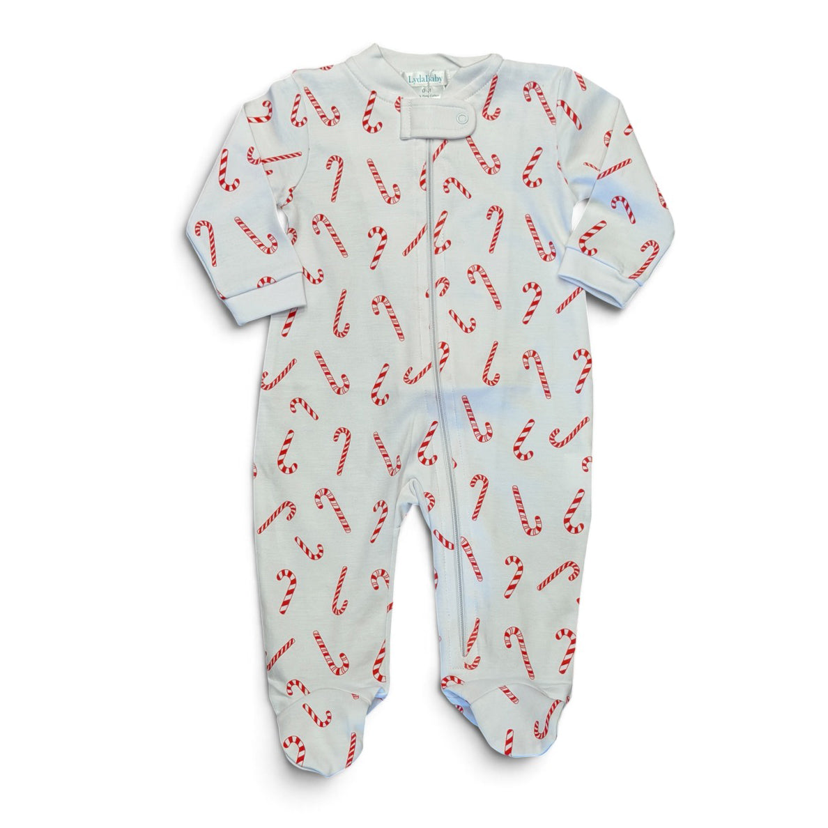 Santa's Sweet Candy Canes Zipper Footie by Lyda Baby