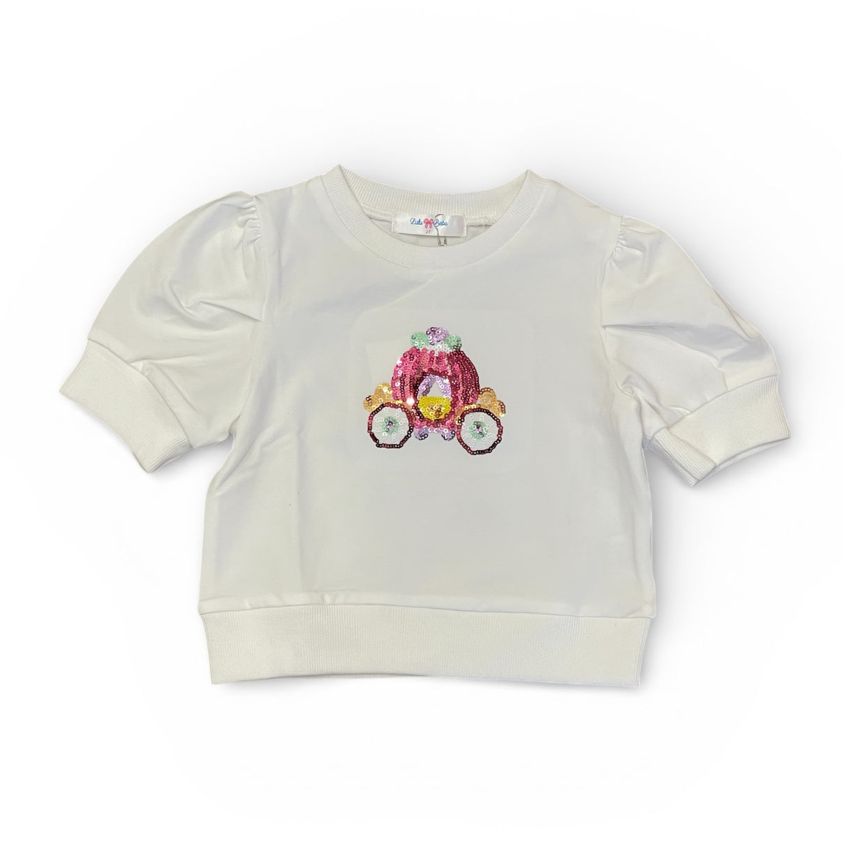 Princess Carriage Sequin Puff Sleeve Shirt by Lulu Bebe