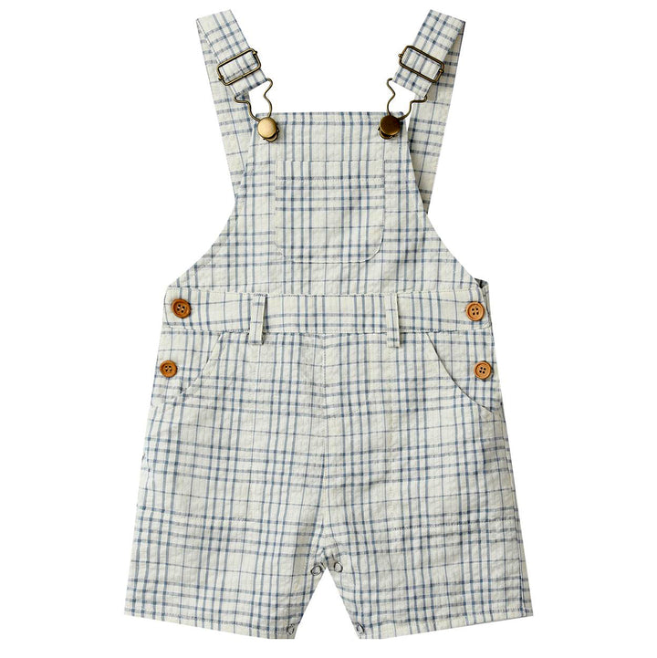 Chambray / Cream Plaid Woven Overalls by Me & Henry