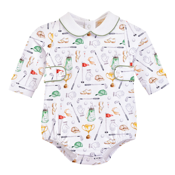 Little Champions Golf Printed Bubble with Collar by Baby Club Chic
