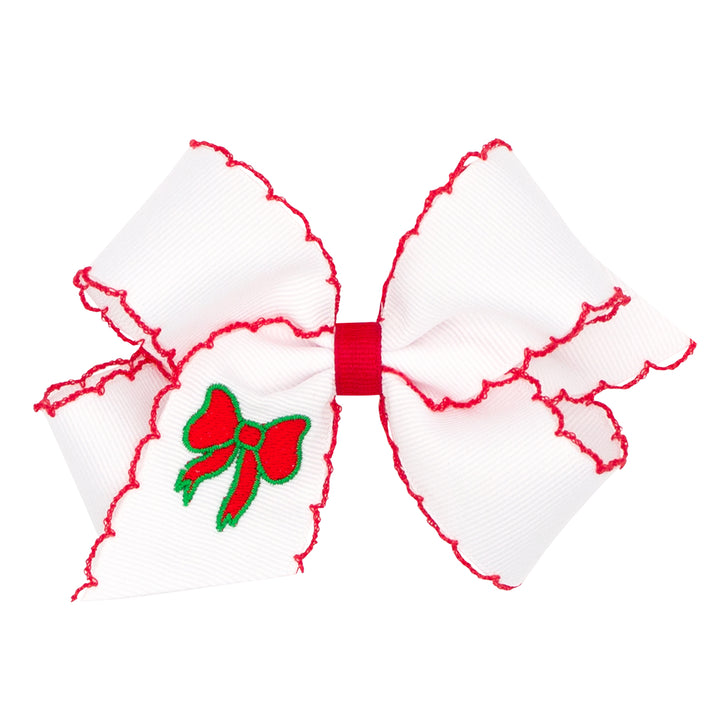 Christmas Bow Embroidered on Moonstitch Bow by Wee Ones (2 sizes)
