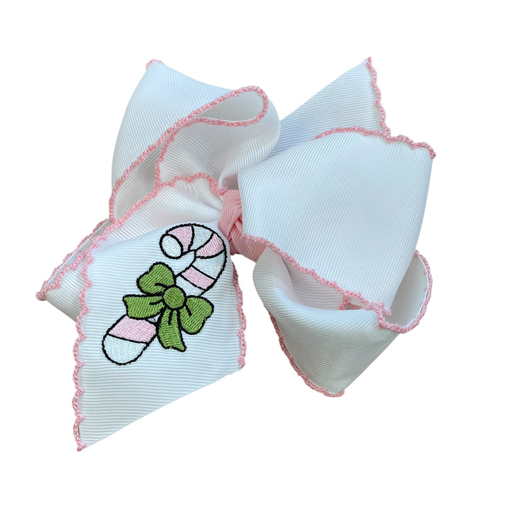 Candy Cane Embroidered Bow by Beyond Creations (2 Sizes)