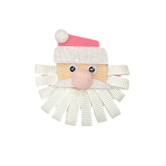 Pink Santa Christmas Hair Clip by Mud Pie
