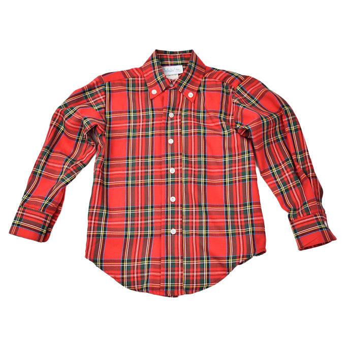 Christmas Plaid Button-Down Shirt by Funtasia