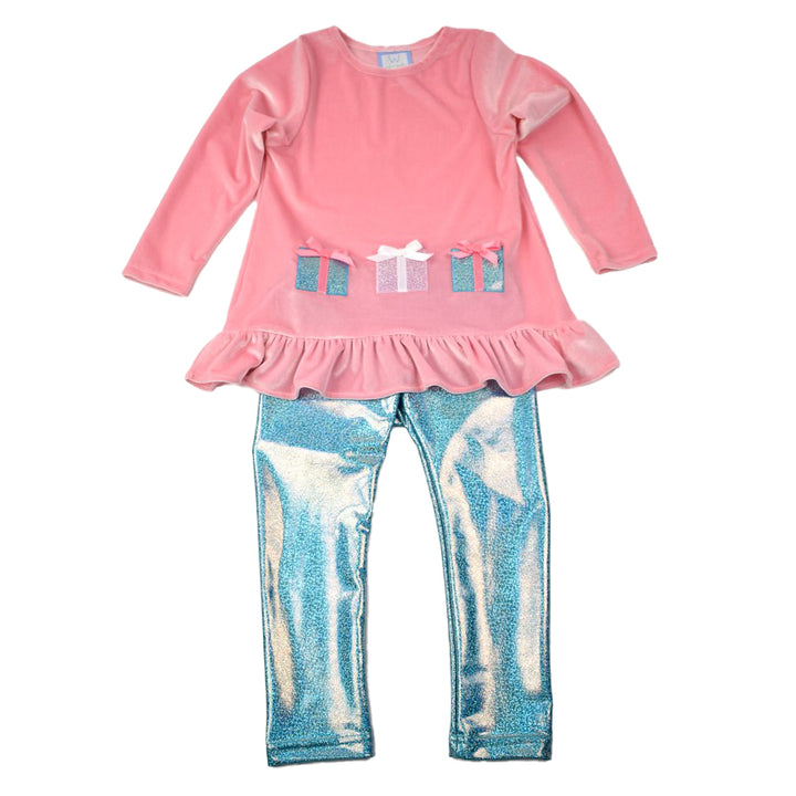 Christmas Presents Top / Sparkly Aqua Leggings Set by Funtasia