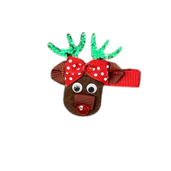 Red Reindeer Christmas Hair Clip by Mud Pie
