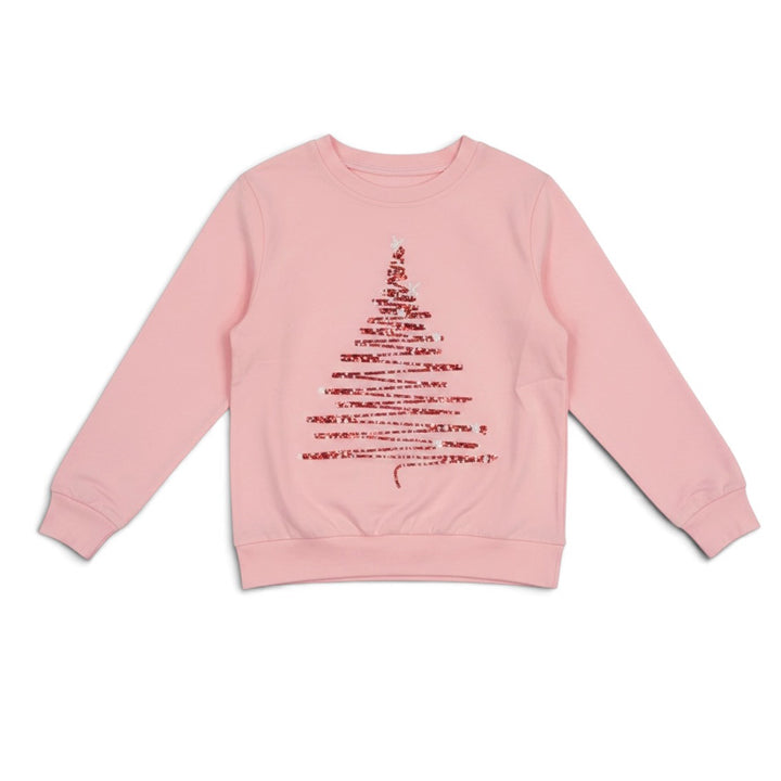 Sequin Christmas Tree on Light Pink Top by LuLu BeBe