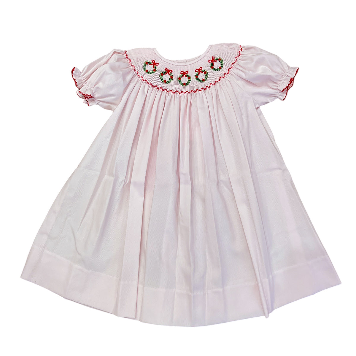Christmas Wreath Smocked Bishop Dress by LuLu BeBe