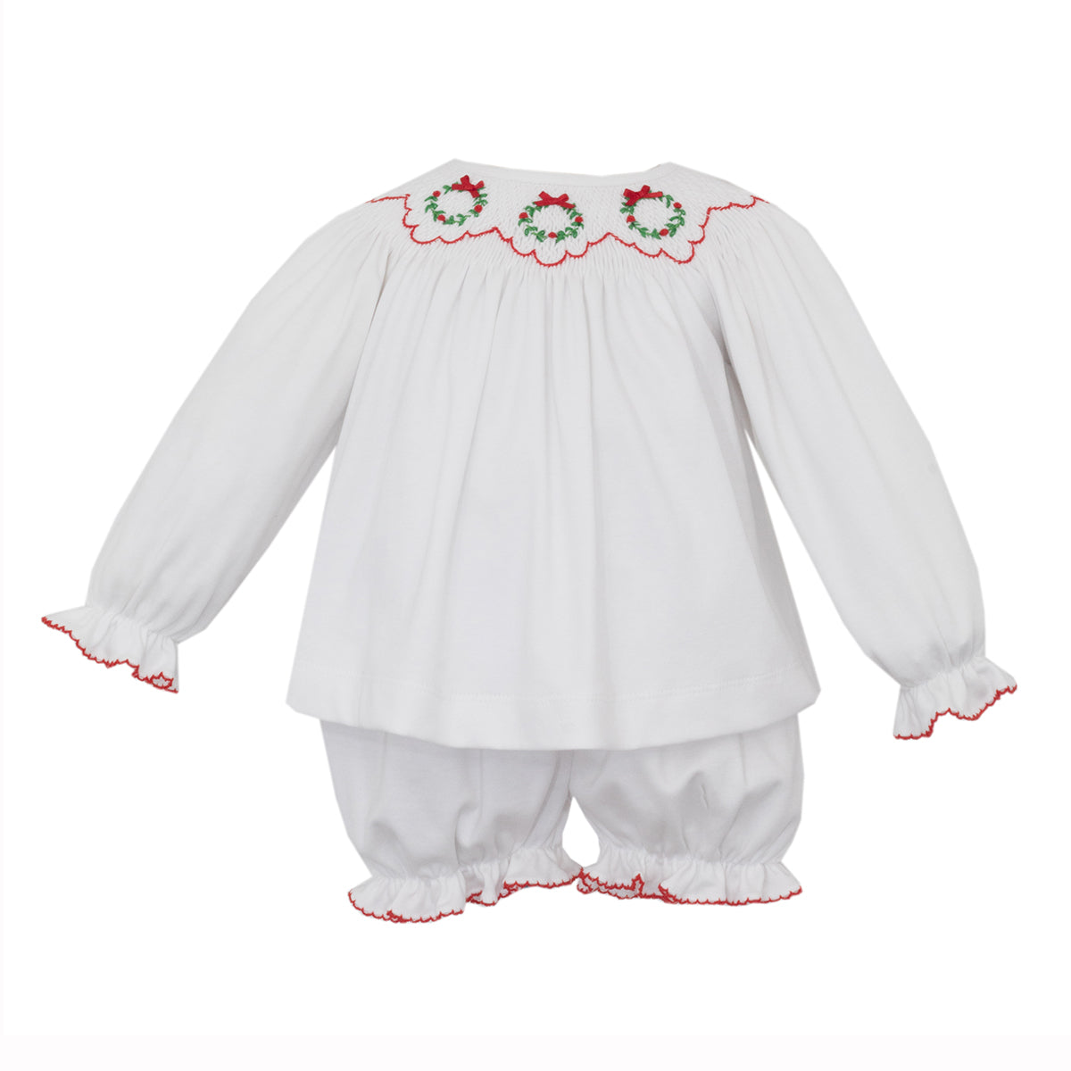Christmas Wreaths Smocked Bishop Bloomer Set by Petit Bebe