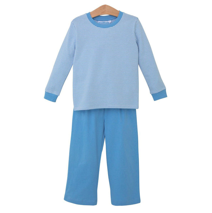 Cornflower Blue Stripe Miller Pant Set by Trotter Street Kids