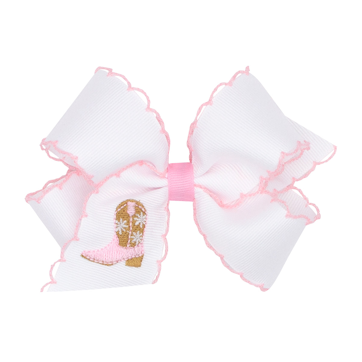 Cowgirl Boot Embroidered on Moonstitch Bow by Wee Ones (2 sizes)