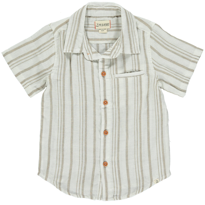 Me & Henry Newport Cream/Beige Stripe Woven Shirt