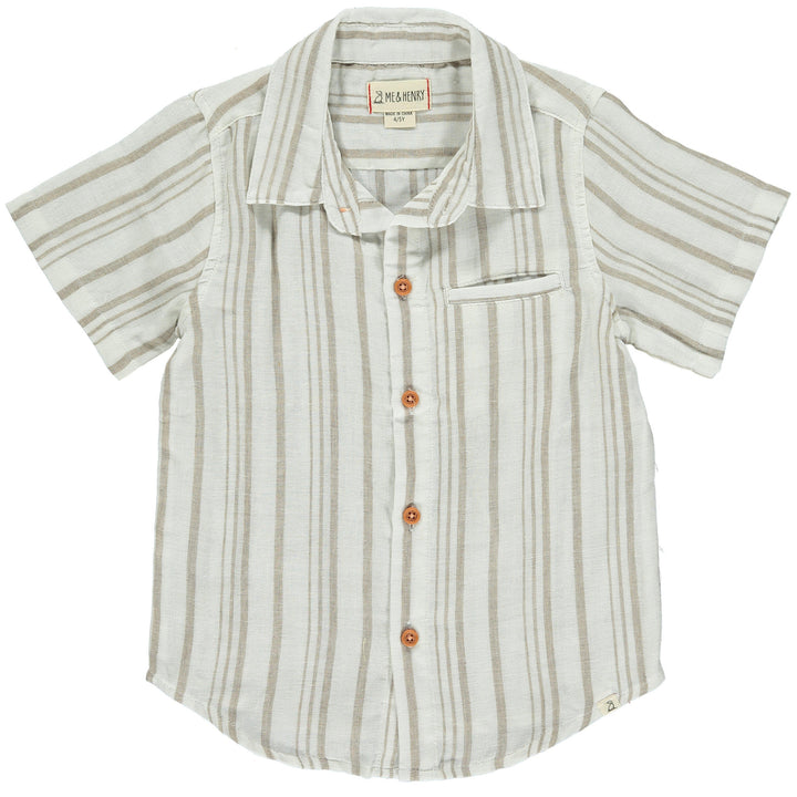 Me & Henry Newport Cream/Beige Stripe Woven Shirt