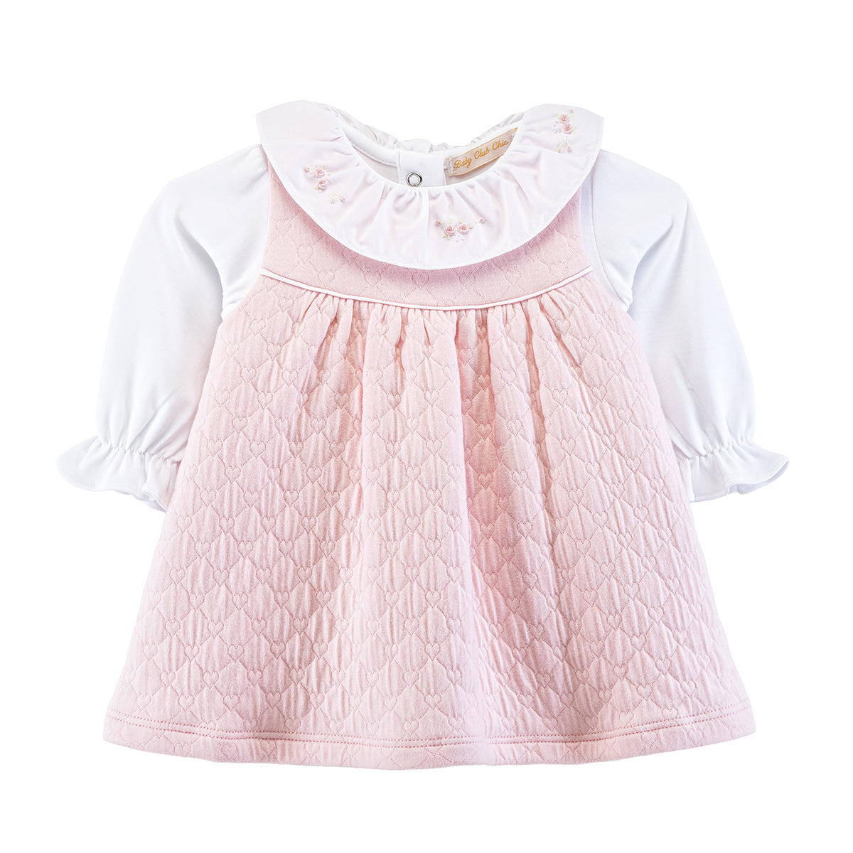 Delicate Roses Jacquard Jumper Set with Embroidered Ruffle Collar by Baby Club Chic