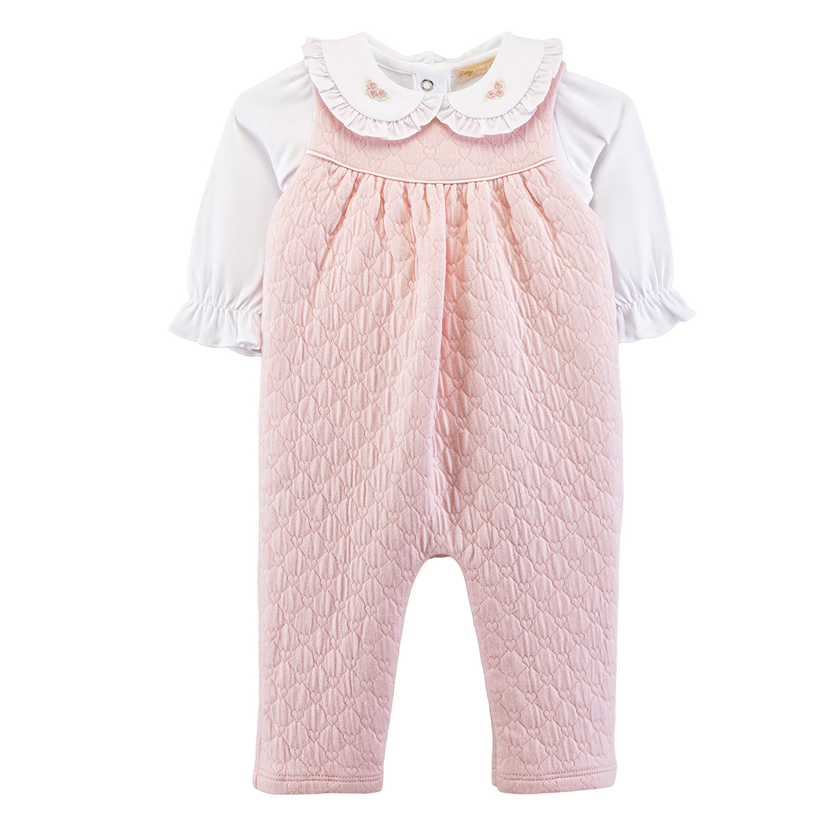 Delicate Roses Jacquard Overall Set with Embroidered Collar by Baby Club Chic