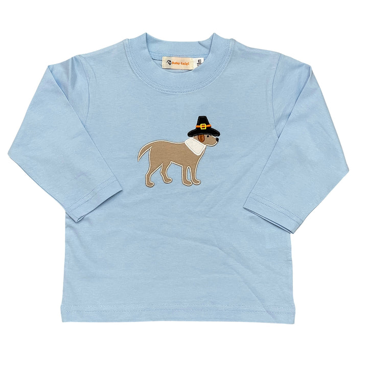 Dog with Pilgrim Hat Long-Sleeve Shirt by Luigi