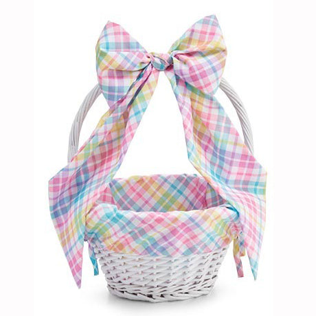 Easter Basket with Plaid Liner and Bow