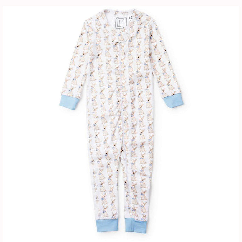 Easter Bunnies Blue Parker Zipper Pajamas by Lila & Hayes