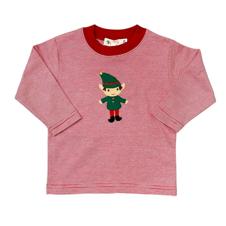 Elf on Red Stripe Long-Sleeve Boys Shirt by Luigi