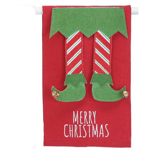 Elf Leg Merry Christmas Tea Towels (2 colors)