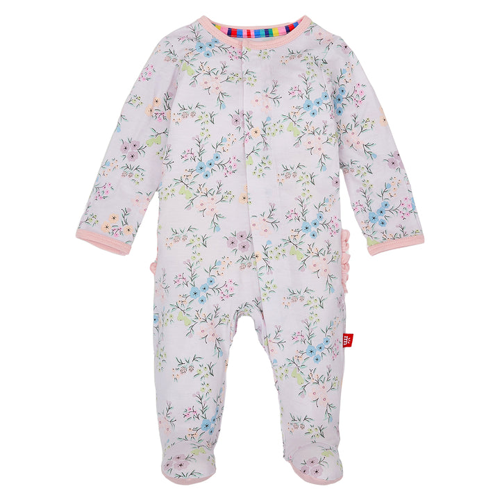 Emily Floral Modal Footie with Ruffle by Magnetic Me