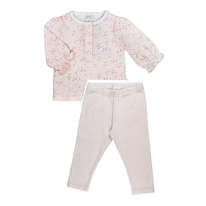Emmy Floral Pointelle Knit Top and Pink Leggings Set by Paty