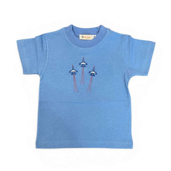 Fighter Jet Trio on Chambray Tee by Luigi