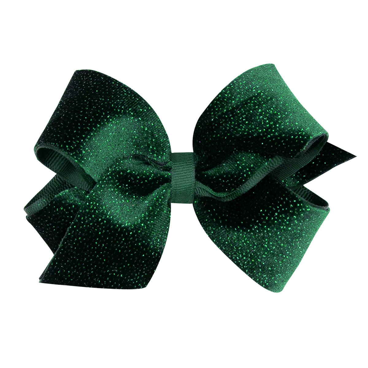 Forest Green Sparkle Velvet and Grosgrain Underlay Bow by Wee Ones (2 Sizes)