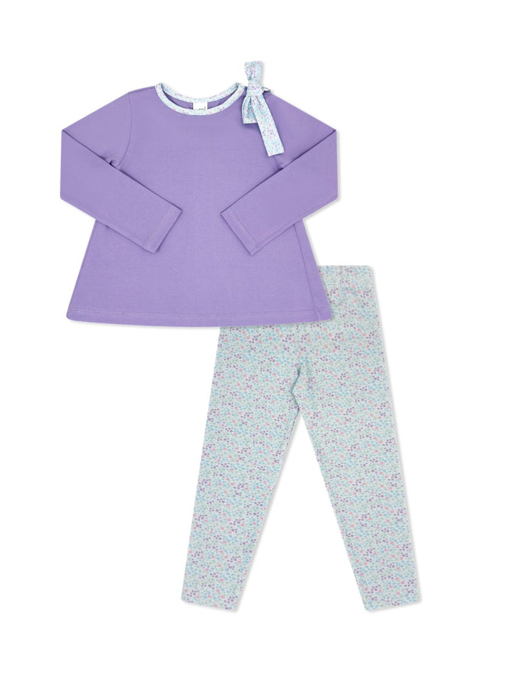 Lilac Lavender and Frosted Floral Legging Set by Set Fashions