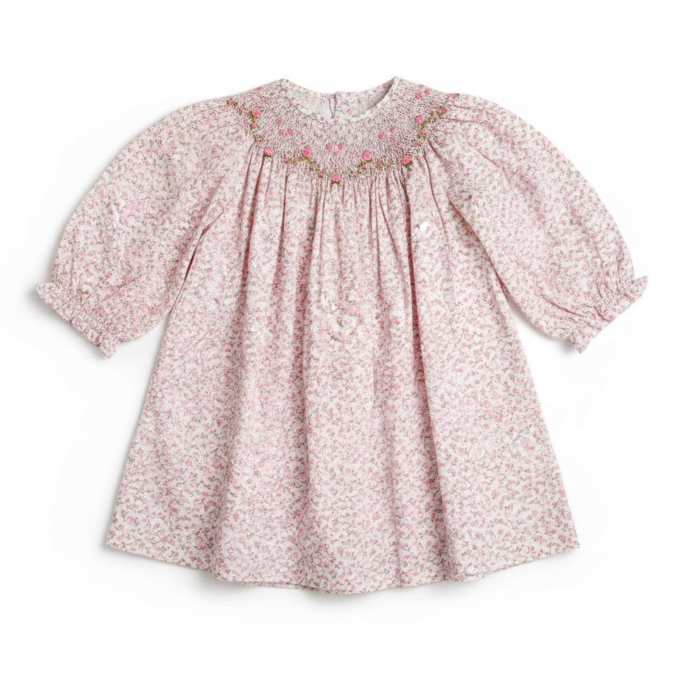 Garden Whispers Pink Flower Bishop Dress by Remember Nguyen