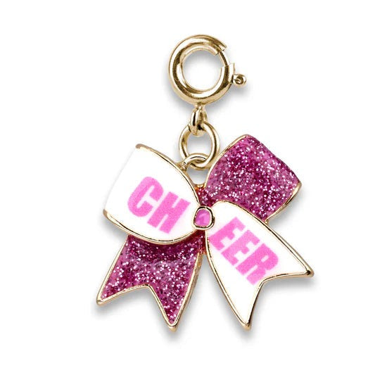 Gold Glitter Cheer Bow Charm by Charm It!