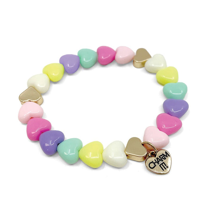 Gold Pastel Hearts Stretch Bracelet by Charm It!