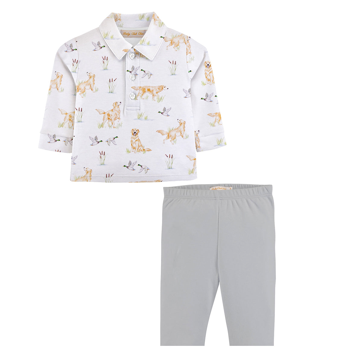 Goldens & Mallards Pants Set with Collared Tee by Baby Club Chic