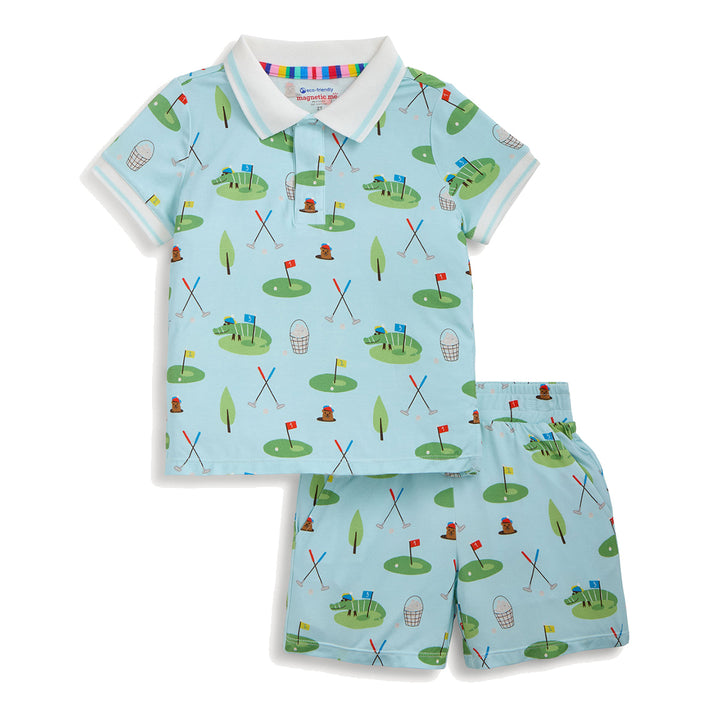 Golf Gator Modal Polo Collar Short Set by Magnetic Me